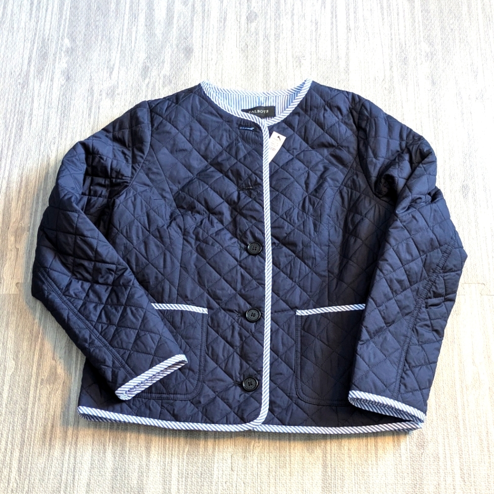 NWT Women's Talbots Navy Quilted Light-weight Jacket | Size S‎